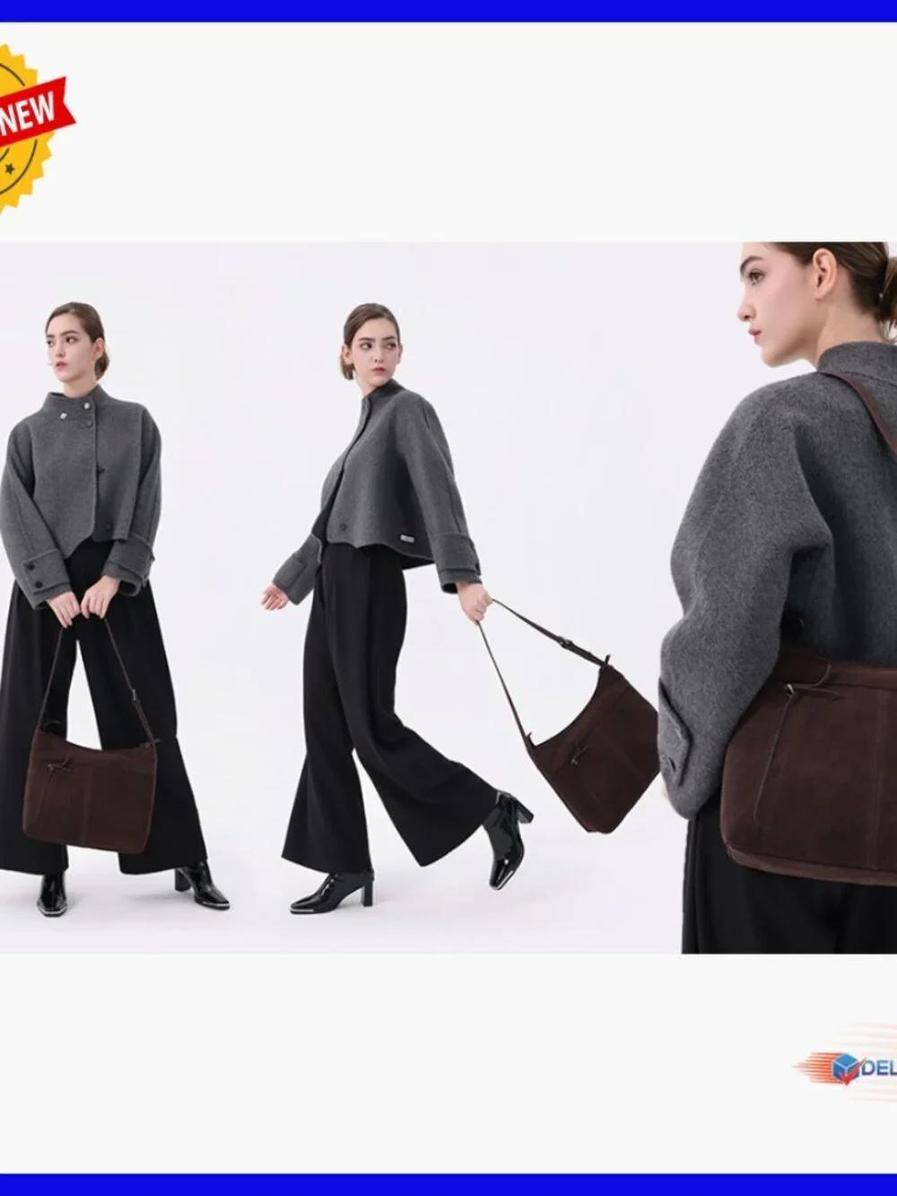 Genuine Suede Leather Hobo Tote with Adjustable Shoulder Crossbody Strap
